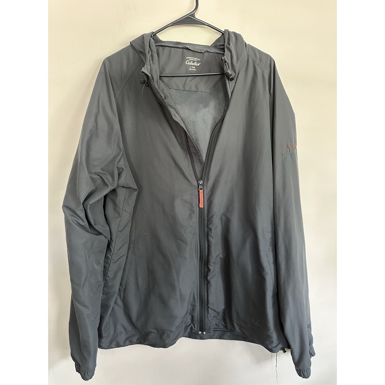 Cabelas Lightweight Windbreaker Rain Coat Outdoors Jacket Large Tall Lt Full Zip